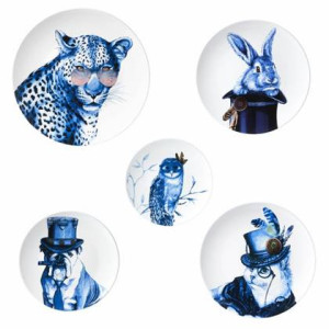Heinen Delfts Blauw | Wandborden mix 3 dieren - set - 5 stuks