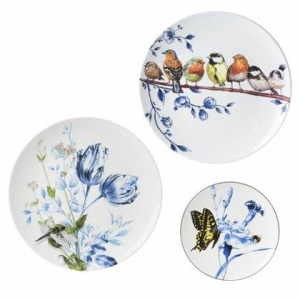 Heinen Delfts Blauw | Wandborden mix 1 vlinders - set - 3 stuks