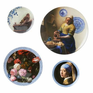 Heinen Delfts Blauw | Wandborden mix 2 Vermeer - set - 4 stuks