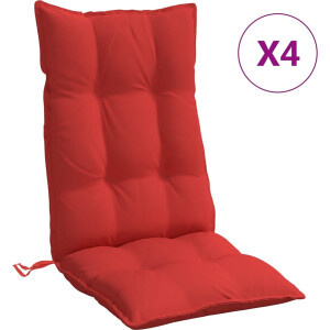 vidaXL - Stoelkussens - 4 - st - hoge - rug - oxford - stof - rood