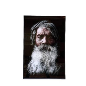 PTMD Schilderij Indische Man - 80x3x120 cm - Glas - Zwart
