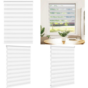 vidaXL Zebra Blind 105x100 cm stofbreedte 100,9 cm polyester wit - Zebra Jaloezie - Zebra Jaloezieën - Zebra Rolgordijn - Dubbel Rolgordijn