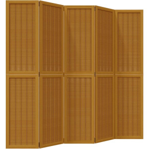 vidaXL - Kamerscherm - met - 5 - panelen - massief - paulowniahout - bruin