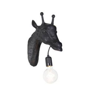 QAZQA Vintage wandlamp zwart - Animal Giraf