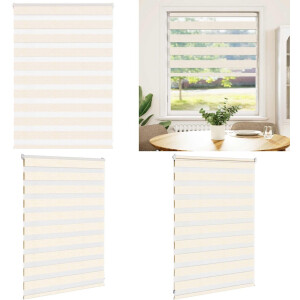 vidaXL Zebra rolgordijn 95x100 cm stofbreedte 90,9 cm marmerbeige - Zebra Jaloezie - Zebra Jaloezieën - Zebra Rolgordijn - Dubbel Rolgordijn