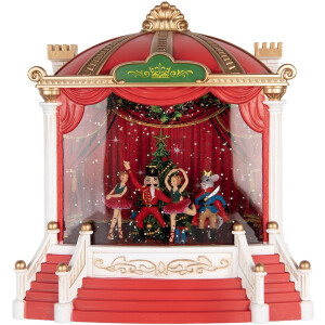 Clayre & Eef Kerstdecoratie met LED-verlichting en muziek 22x11x23 cm / 3xAA Rood Kunststof