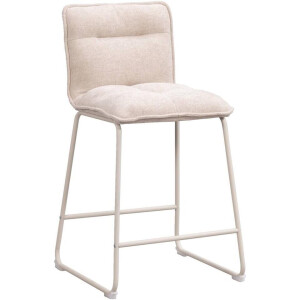 2e Halve Prijs Leen Bakker - Barkruk Stella - Stof/Staal - Beige - 46x55x95 Cm