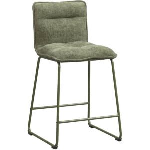 2e Halve Prijs Leen Bakker - Barkruk Stella - Stof/Staal - Groen - 46x55x95 Cm