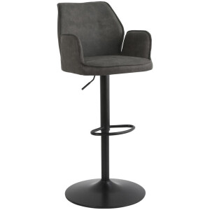 Leen Bakker - Barkruk Raffy - Antraciet - Stof - Grijs - 50x60x90 Cm