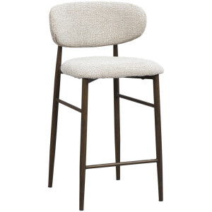 Leen Bakker - Barkruk Tibor - Metaal/Stof - Beige - 50x44x91 Cm