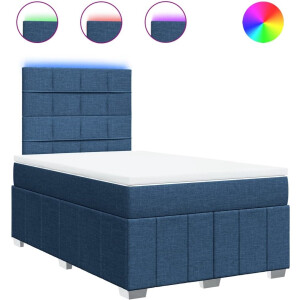vidaXL - Boxspring - met - matras - stof - blauw - 120x200 - cm