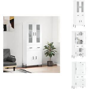 vidaXL Hoge Kast - Hoge Kasten - Dressoir - Buffetkast - Hoge kast 69,5x34x180 cm bewerkt hout wit