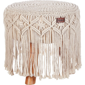 BELIANI NAWABAD - Poef - Beige - 40 x 40 x 50 cm - Katoen