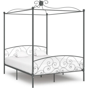vidaXL - Hemelbedframe - metaal - grijs - 160x200 - cm