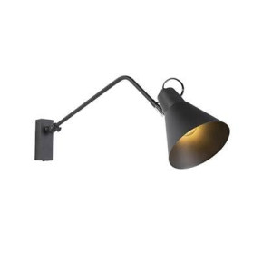 QAZQA Design wandlamp zwart verstelbaar - Luna