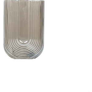 HV Geribbelde U-vorm Vaas-Zwart - 17x8x23cm