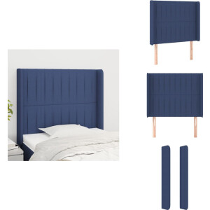 vidaXL Hoofdbord - Hoofdborden - Hoofdeinde - Houten Hoofdbord - Hoofdbord met randen 103x16x118/128 cm stof blauw