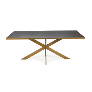 Stalux Eettafel 'Gijs' 200 x 100cm, kleur goud / zwart eiken