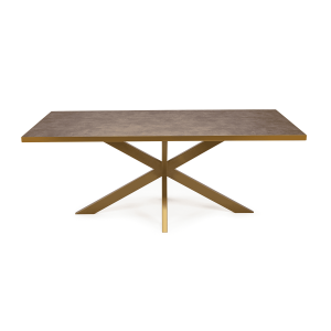 Stalux Eettafel 'Gijs' 180 x 100cm, kleur goud / lederlook bruin