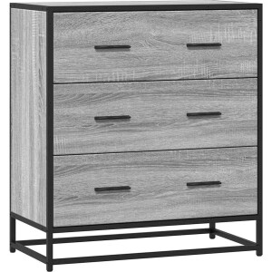 vidaXL - Dressoir - 68x35x76 - cm - bewerkt - hout - en - metaal - grijs - sonoma