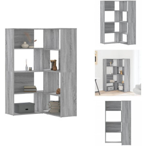 vidaXL Hoekboekenkast - Hoekboekenkasten - Hoekkast - Boekenkast - Boekenkast 4-laags hoek 85x85x140 cm bewerkt hout grijs sonoma
