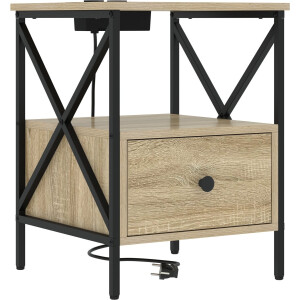 vidaXL - Nachtkastje - Sonoma - Eik - 41,5 - x - 40,5 - x - 55 - cm - Bewerkt - hout