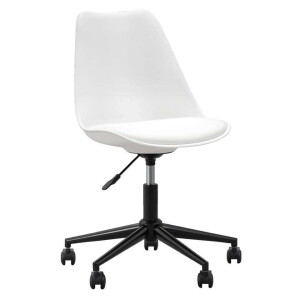 2e Halve Prijs Leen Bakker - Bureaustoel Senja - Kunststof - Zwart Metaal - Metaal/Kunststof - Wit