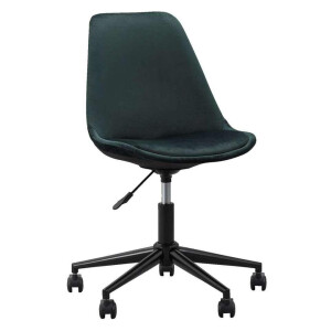 1+1 Gratis Leen Bakker - Bureaustoel Senja - Velvet - Zwart Metaal - Metaal/Velvet - Groen