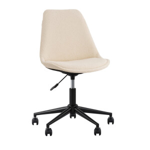 Leen Bakker - Bureaustoel Senja - Bouclé - Off-white - Zwart Metaal - Metaal/Stof - Wit - 54x84x45 Cm