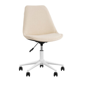 Leen Bakker - Bureaustoel Senja - Bouclé - Off-white - Metaal - Stof - Wit - 65x65x87.5 Cm