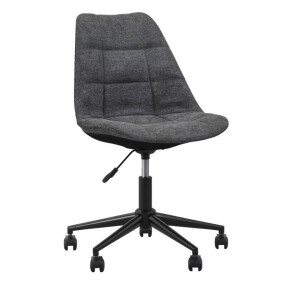 1+1 Gratis Leen Bakker - Bureaustoel Senja - Geblokt Antraciet - Zwart Metaal - Stof - Grijs - 65x65x87.5 Cm