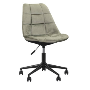 2e Halve Prijs Leen Bakker - Bureaustoel Senja - Geblokt - Zwart Metaal - Velvet - Groen - 65x65x87.5 Cm