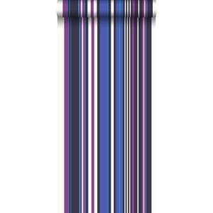 ESTAhome behang strepen paars en blauw - 53 cm x 10,05 m - 116536