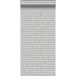 ESTAhome behang sportteksten taupe - 53 cm x 10,05 m - 138802