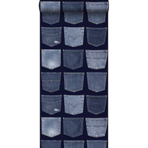 ESTAhome behang spijkerbroeken zakken blauw - 53 cm x 10,05 m - 137741