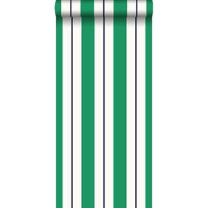 ESTAhome behang strepen groen en marine blauw - 53 cm x 10,05 m - 1364