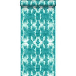 ESTAhome behang tie-dye shibori motief intens turquoise - 53 cm x 10,0