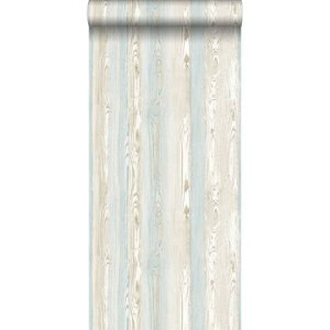 ESTAhome behang hout motief lichtblauw en beige - 53 cm x 10,05 m - 14