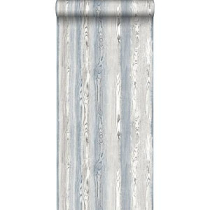 ESTAhome behang hout motief blauw en grijs - 53 cm x 10,05 m - 148626