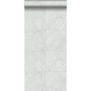 Origin Wallcoverings behang dwarsdoorsnede boomstam mintgroen - 53 cm