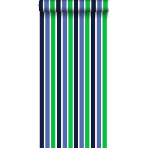ESTAhome behang strepen marine blauw en groen - 53 cm x 10,05 m - 1158