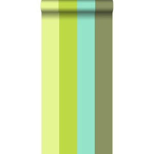 ESTAhome behang strepen turquoise en limegroen - 53 cm x 10,05 m - 116