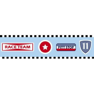 ESTAhome behangrand raceteam emblemen hemelsblauw - 13,25 cm x 5 m - 1