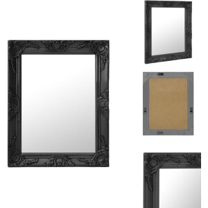 vidaXL Wandspiegel - Wandspiegels - Spiegel - Badkamerspiegel - Wandspiegel barok stijl 50x60 cm zwart