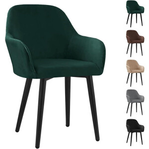 Brenzoos - Voor: Universele stretch fluwelen stoelhoezen - afneembaar en wasbaar - eetkamerstoel overtrek in groen - ideaal voor keuken en banket - 1-delige set