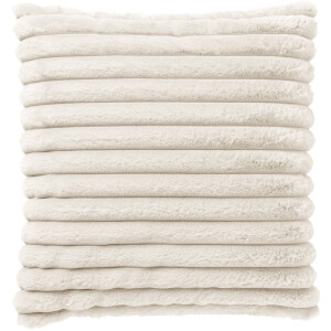 Dutch Decor HAZEL - sierkussen 50x50 cm - effen gestreept imitatiebont - Snow White - wit - Inclusief binnenkussen - Luxe kussens voor woonkamer & bank