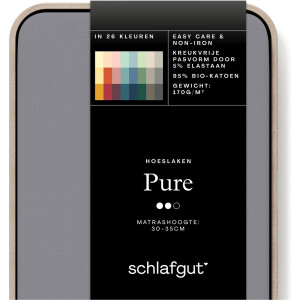 Schlafgut Pure Bio Katoen Jersey Hoeslaken M - 120x200 - 130x220 128 Grey Mid