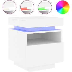 vidaXL - Nachtkastje - met - LED-verlichting - 40x39x48,5 - cm - wit