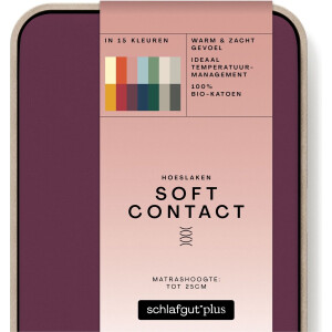 schlafgut Soft Contact Bio Koeten Hoeslaken L - 140x200 - 160x200 542 Purple Deep