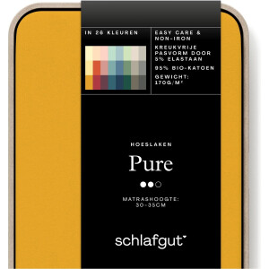 schlafgut Pure Jersey Hoeslaken Eenpersoons – 90x200 cm - Matratshoogte 18 tot 35cm - Geel